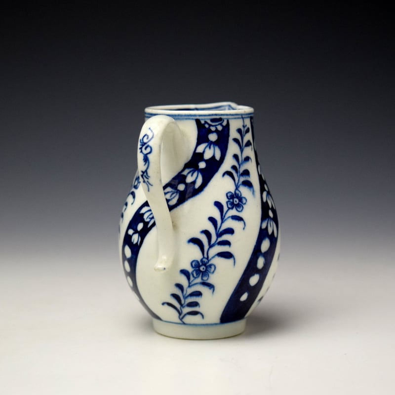 Lowestoft Blue Queen Charlotte Pattern Sparrow Beak Jug c1770-75 (4)