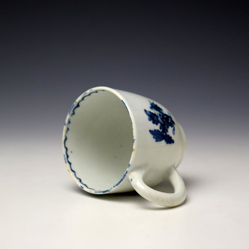 Lowestoft Blue Tulip Painter Lemon Flower Pattern Coffee Cup c1780 (4)