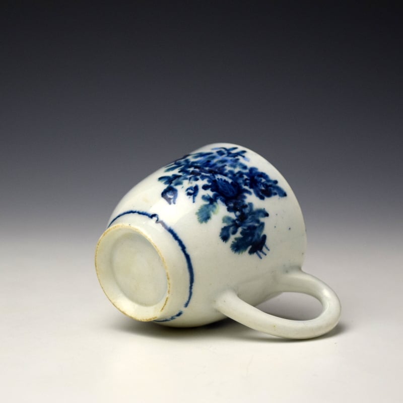 Lowestoft Blue Tulip Painter Lemon Flower Pattern Coffee Cup c1780 (5)