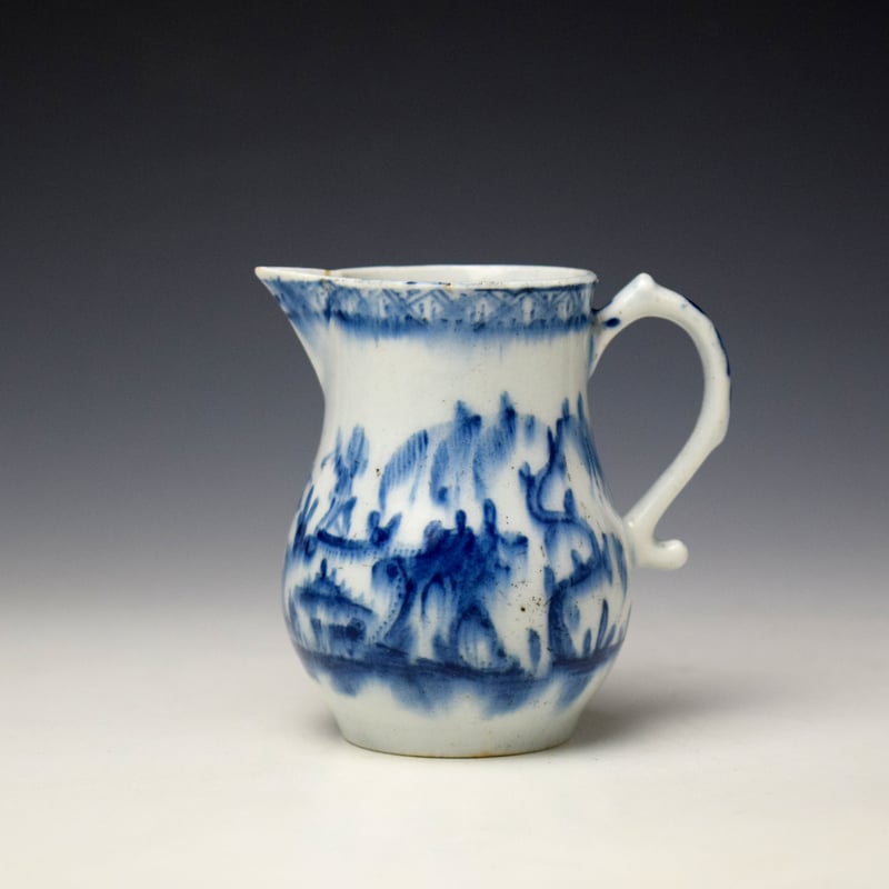 Lowestoft Boy on the Bridge Pattern Sparrow Beak Jug c1760-62 (1)