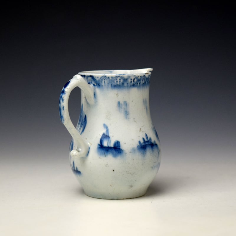 Lowestoft Boy on the Bridge Pattern Sparrow Beak Jug c1760-62 (4)