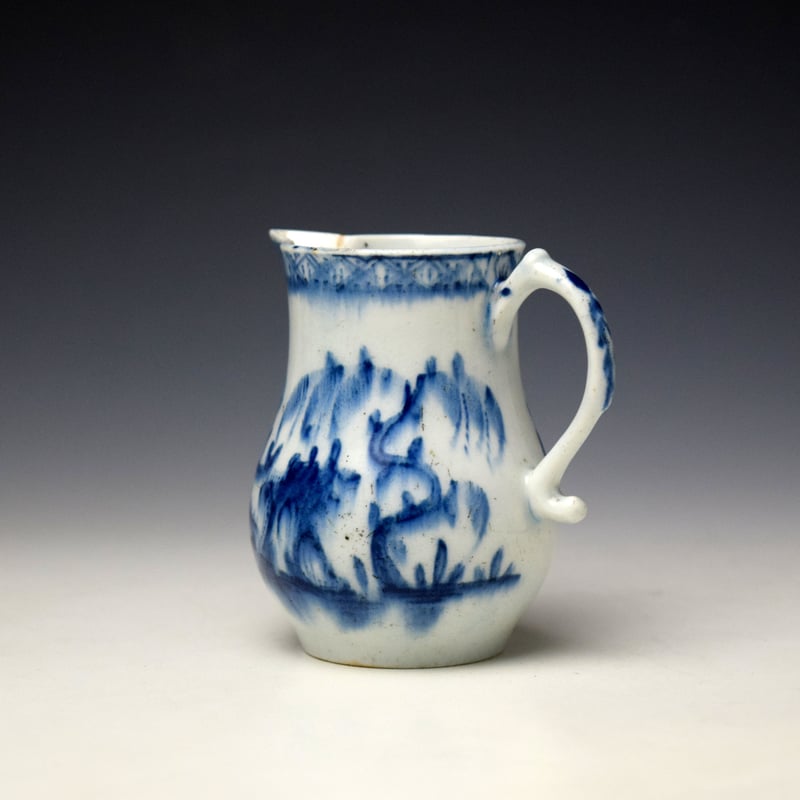 Lowestoft Boy on the Bridge Pattern Sparrow Beak Jug c1760-62 (5)