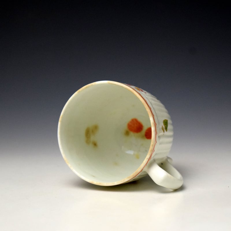 Lowestoft Butterfly Pattern Ribbed Chocolate Cup c1772 (5)