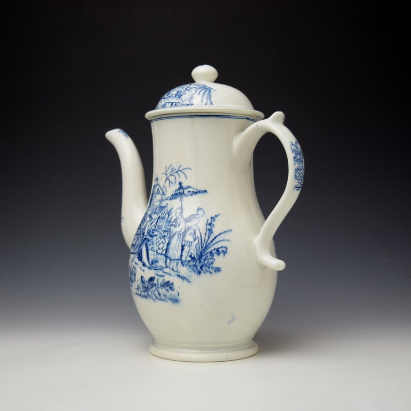 Lowestoft Carpet Seller Pattern Coffee Pot and Cover c1770-75 (6)