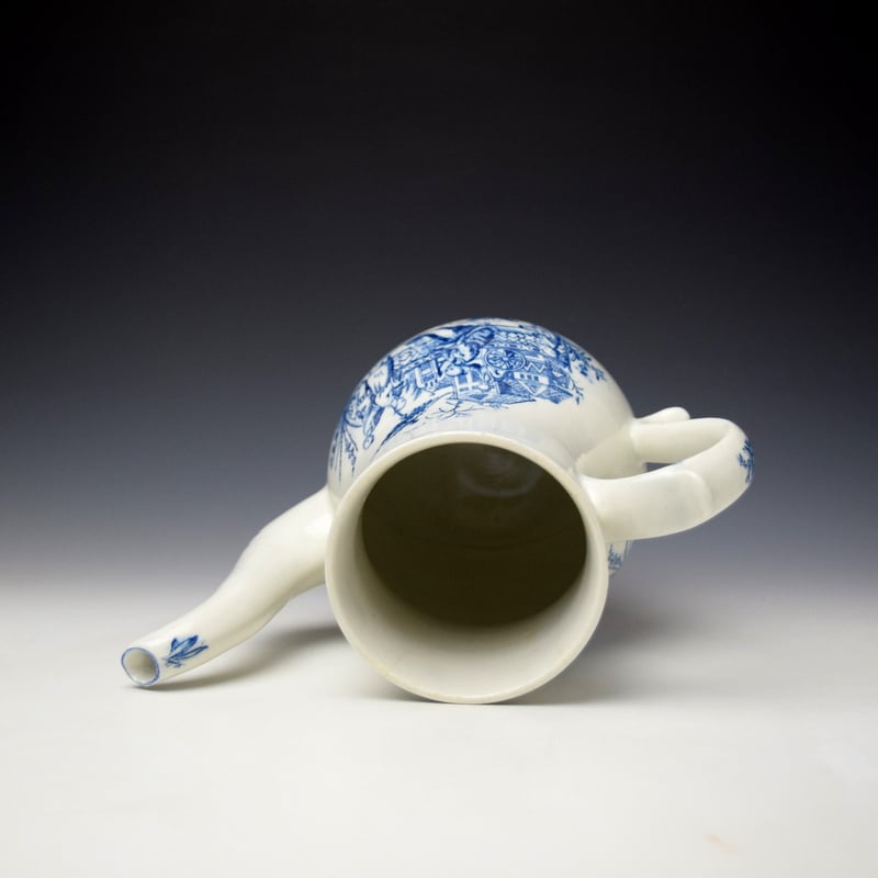 Lowestoft Carpet Seller Pattern Coffee Pot and Cover c1770-75 (7)