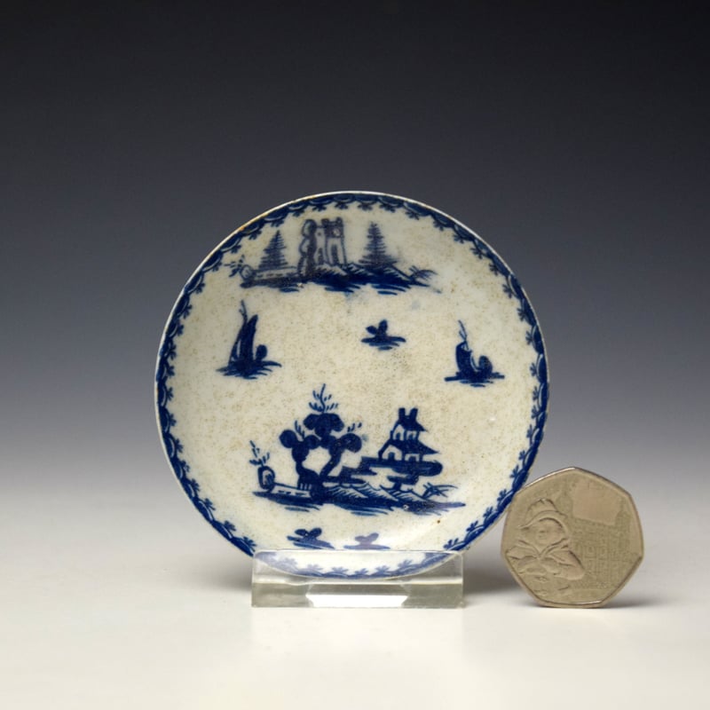Lowestoft Chinese Landscape Pattern Toy Saucer c1765-68 (3)