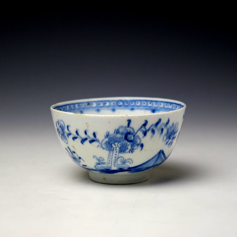 Lowestoft Cotton Tree and Fence Pattern Teabowl and Saucer c1780-85 (2)