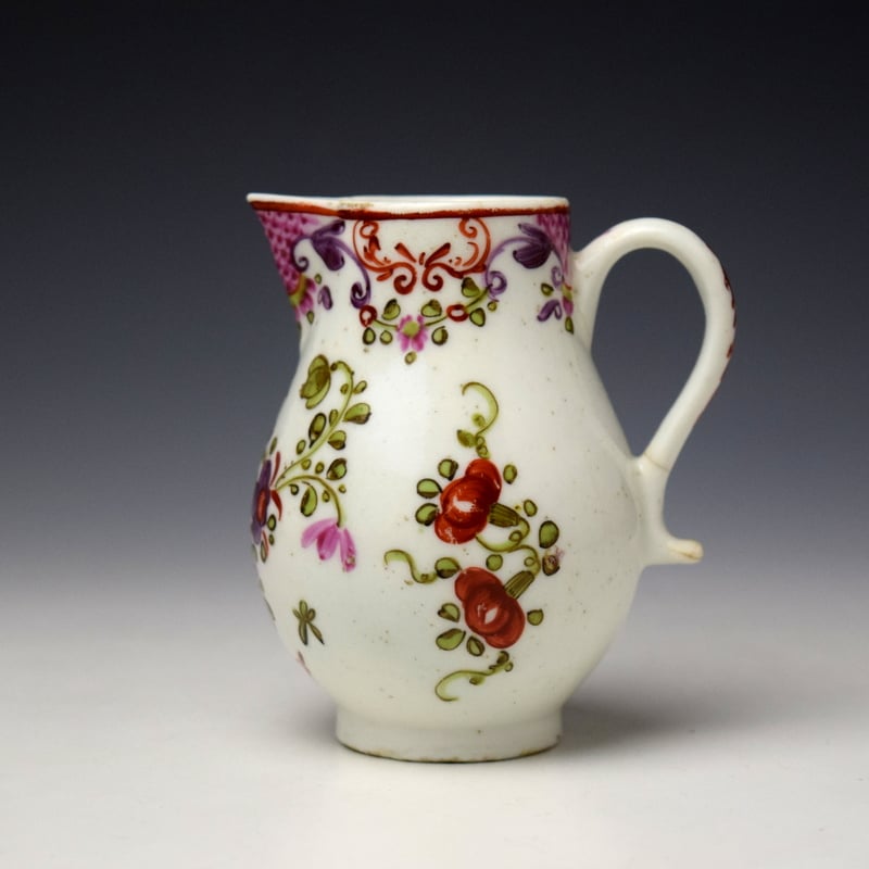 Lowestoft Curtis Floral Pattern Sparrow Beak Jug c1770-80 (1)