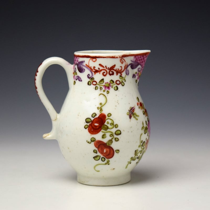 Lowestoft Curtis Floral Pattern Sparrow Beak Jug c1770-80 (3)