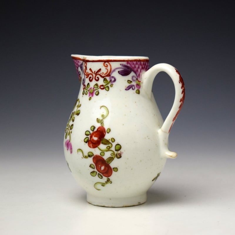 Lowestoft Curtis Floral Pattern Sparrow Beak Jug c1770-80 (5)