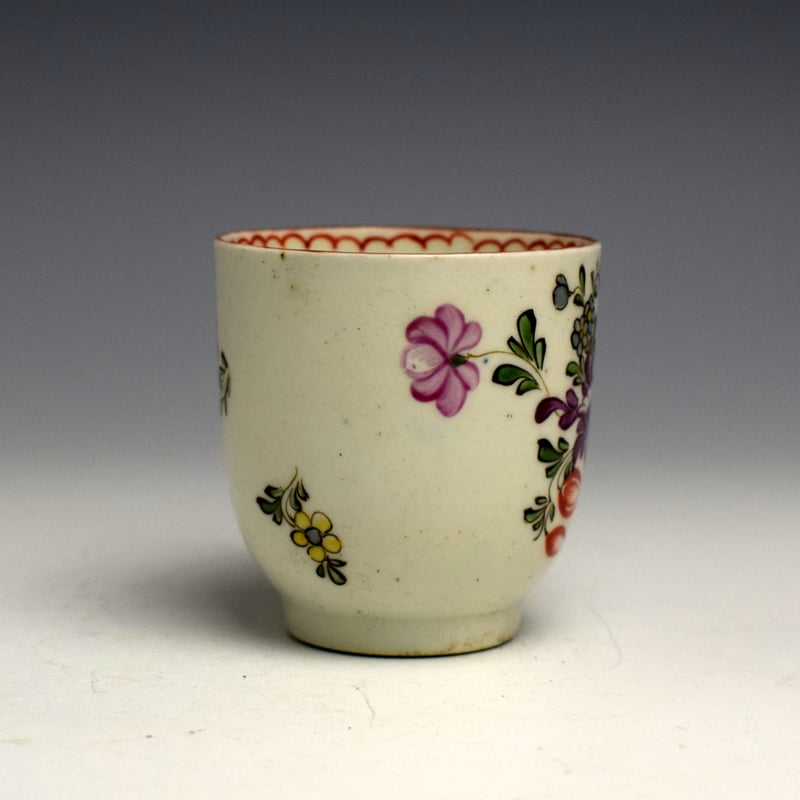 Lowestoft Curtis Style Floral Coffee cup c1780 (2)