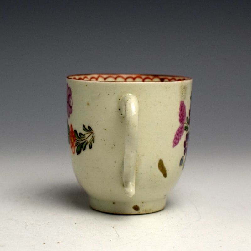 Lowestoft Curtis Style Floral Coffee cup c1780 (3)