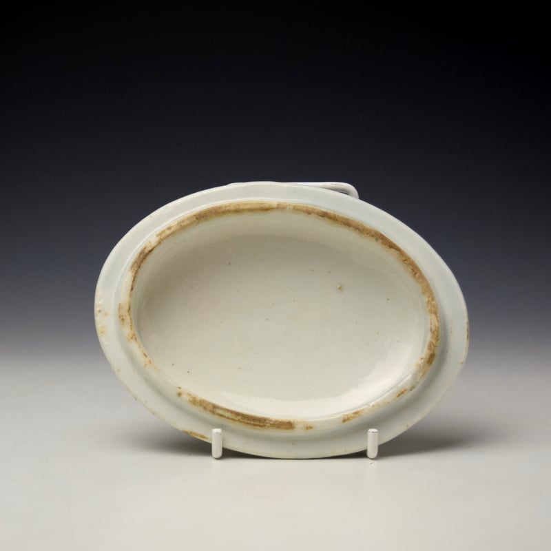 Lowestoft Daisy Pattern Butter Tub Cover and Stand c1770-75 (10)