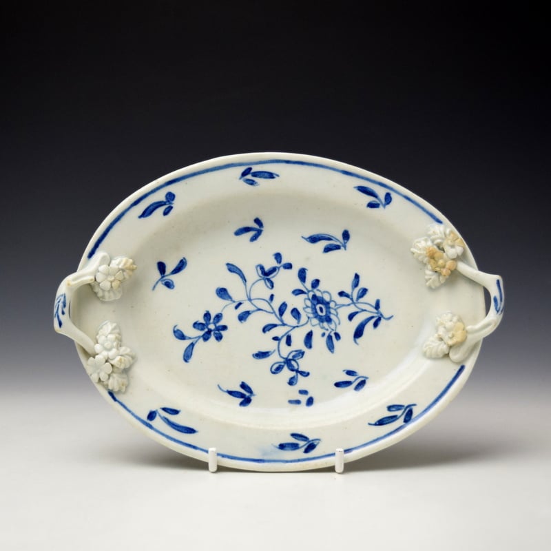 Lowestoft Daisy Pattern Butter Tub Cover and Stand c1770-75 (11)