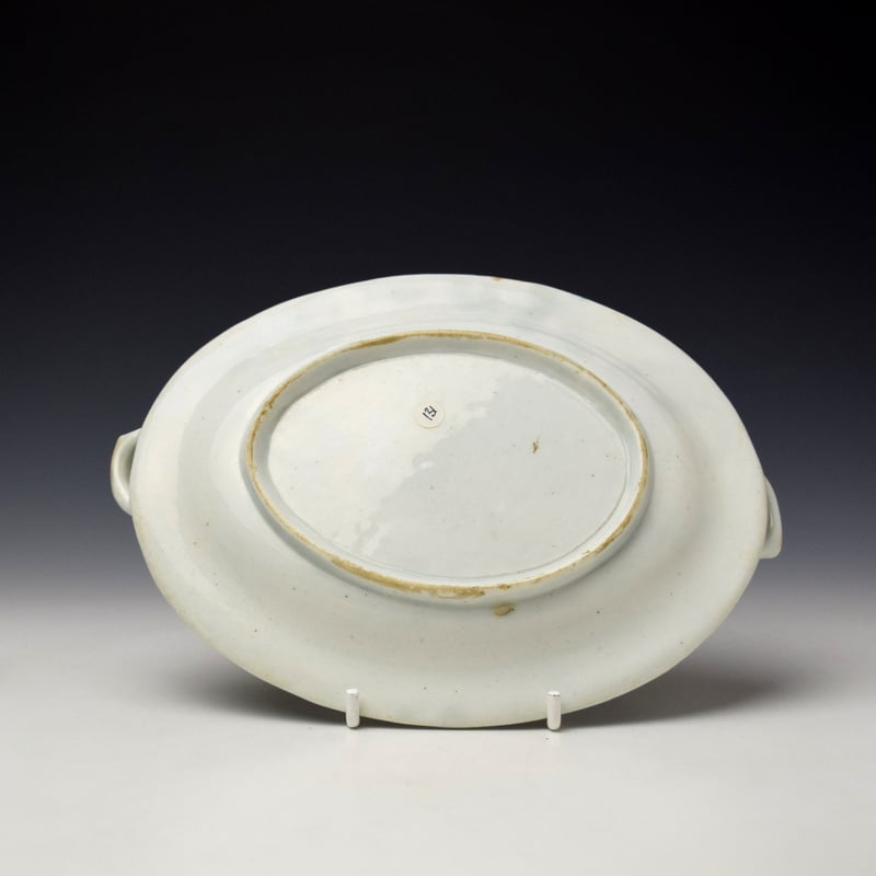 Lowestoft Daisy Pattern Butter Tub Cover and Stand c1770-75 (12)