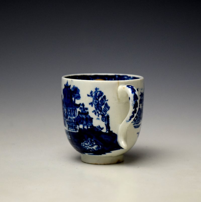 Lowestoft Dark Landscape Pattern Coffee Cup and Saucer c1790-1800 Ex Norwich Castle Museum Collection (5)