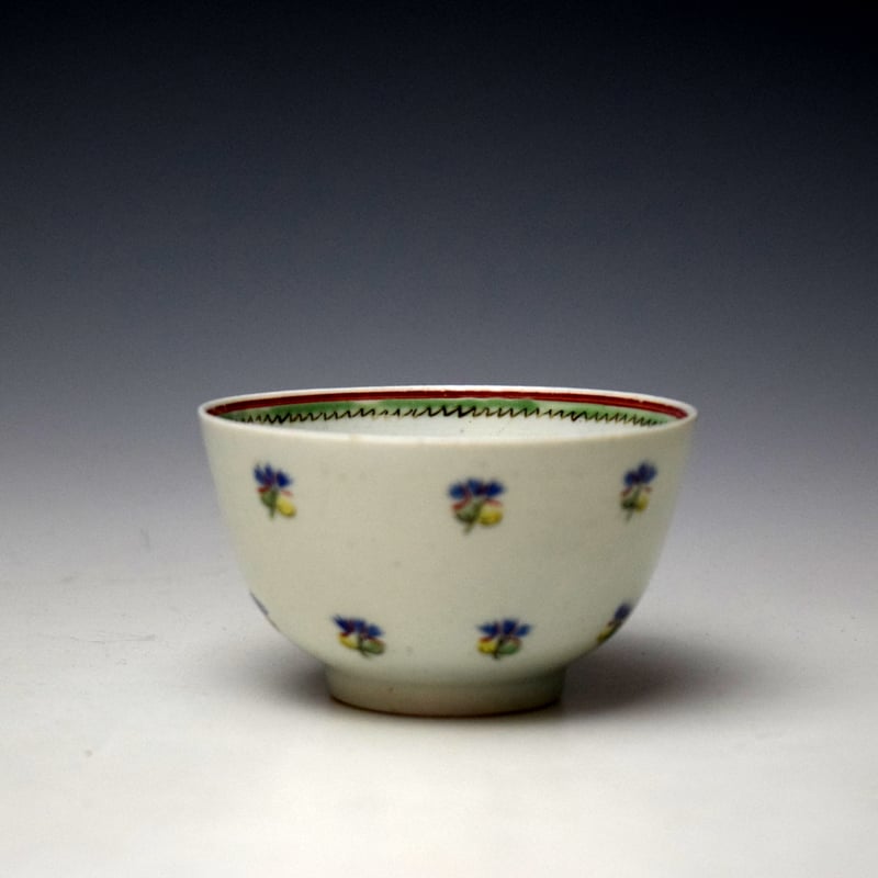 Lowestoft Dated Corn Sprigs Pattern Teabowl and Saucer 1796 (3)