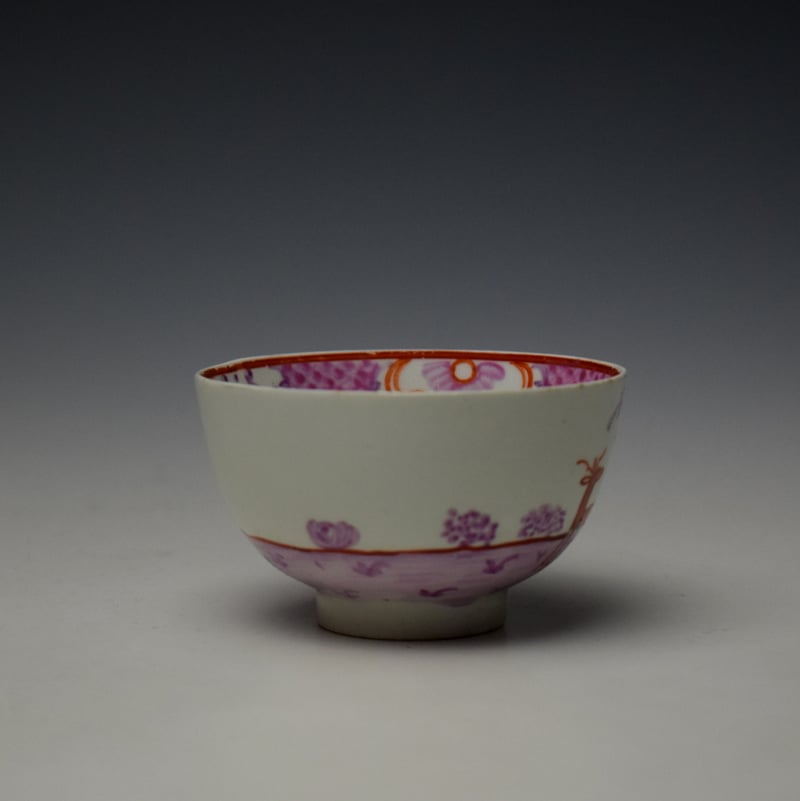 Lowestoft Deer Park Pattern Teabowl and Saucer c1785-90 (3)