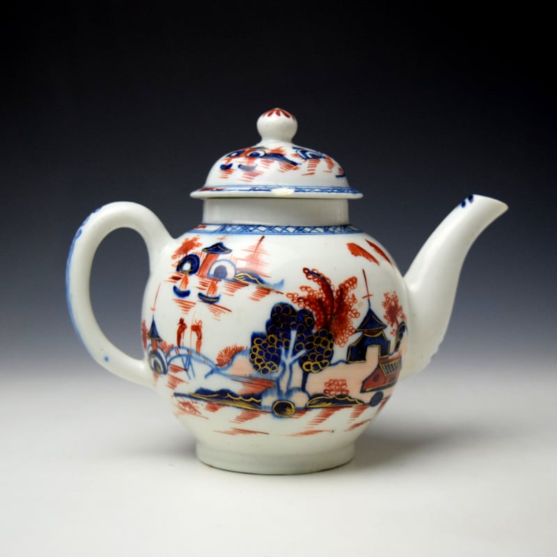 Lowestoft Dolls House Pattern Teapot and Cover c1775-80 (5)