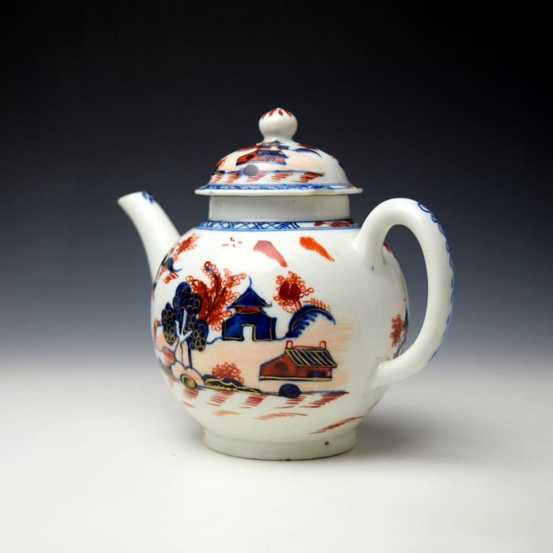 Lowestoft Dolls House Pattern Teapot and Cover c1775-80 (7)