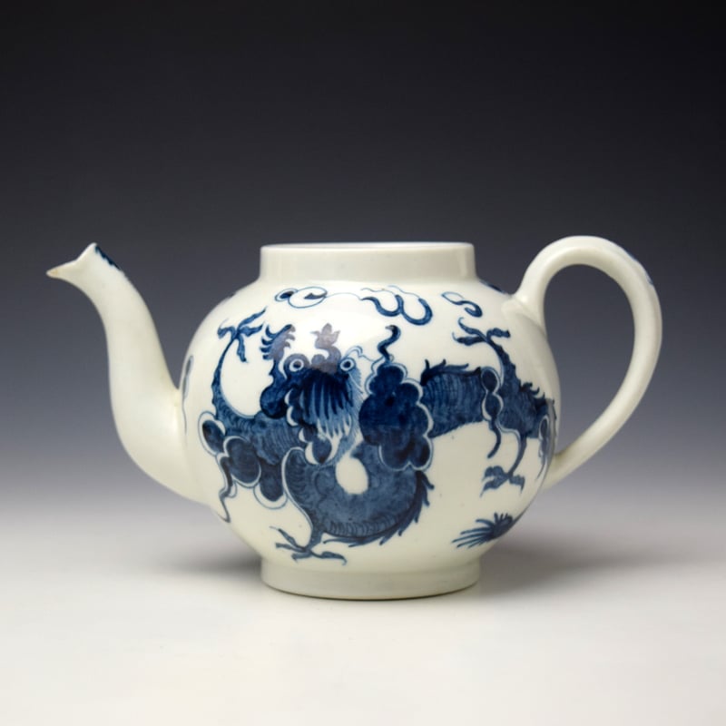 Uncommon Dragon Pattern Teapot c1770-80 Ex Robert Woodthorpe-Browne Collection