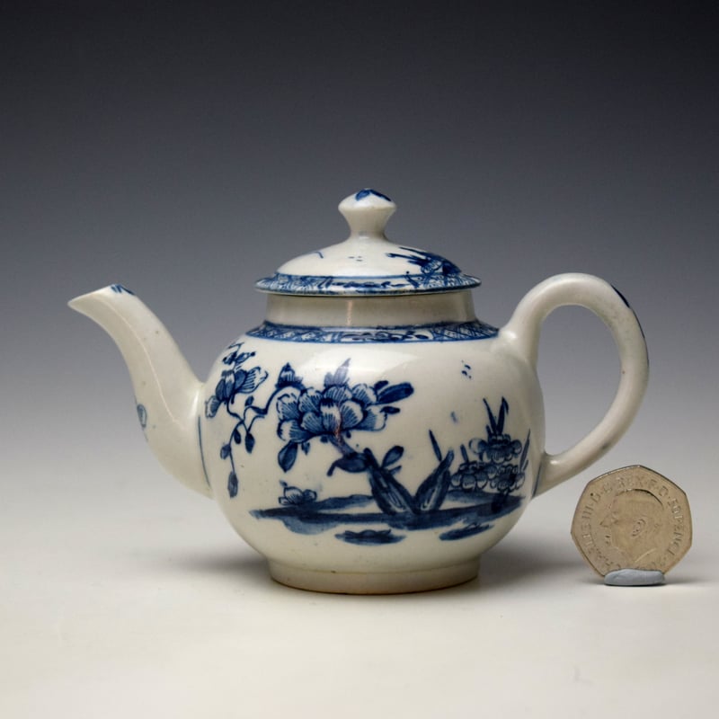 Very Rare Early Flowering Plants Pattern Miniature Teapot and Cover c1760-64
