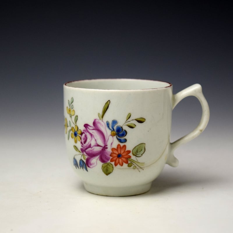 Rare Early Rose and Floral Sprays Pattern Coffee Cup c1768-72