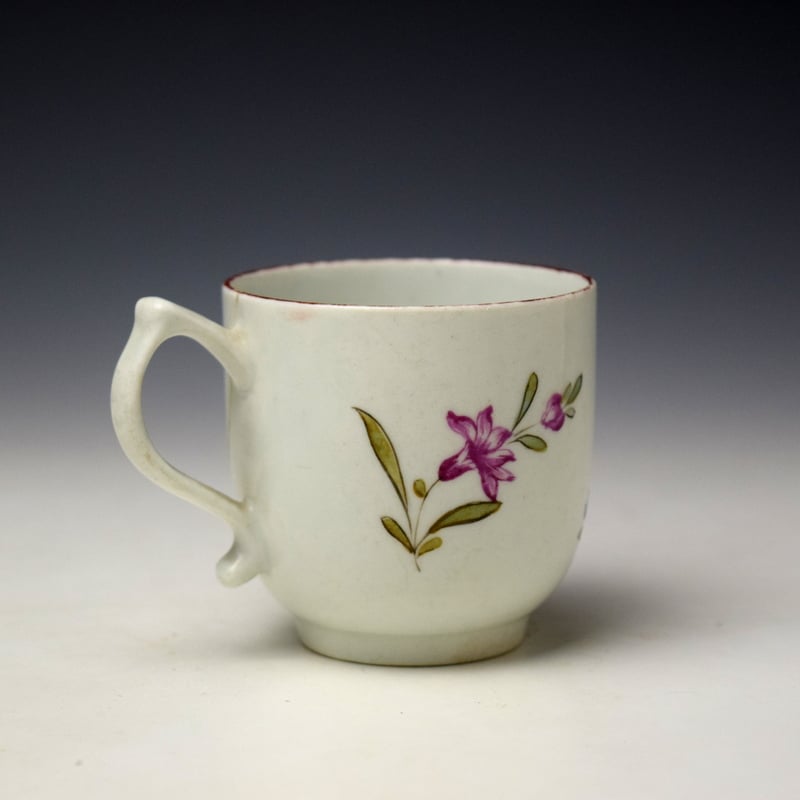 Lowestoft Early Rose and Floral Sprays Pattern Coffee Cup c1768-72 (3)