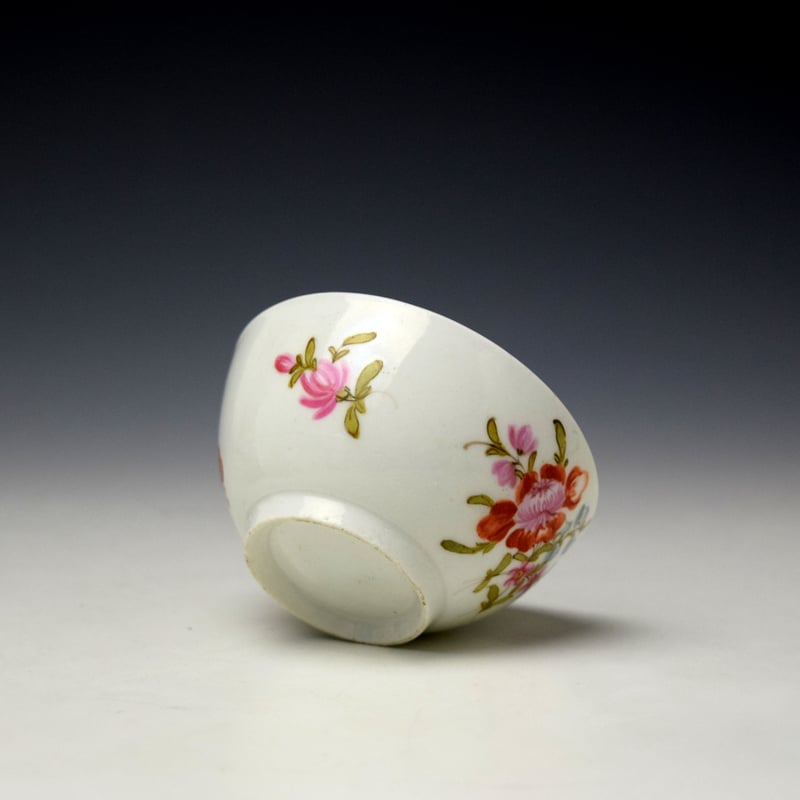 Lowestoft Early Tulip Painter Floral Sprays Pattern Teabowl and Saucer c1768-70 (7)