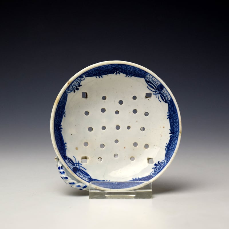 Very Rare Lowestoft Egg Drainer c1770-80