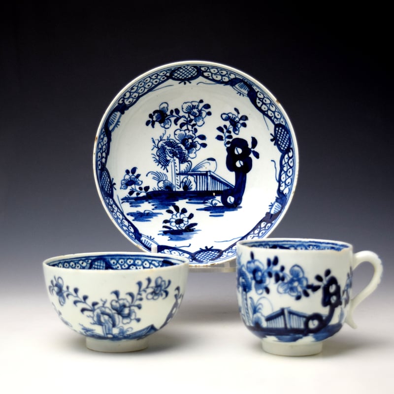 Uncommon Fence Cotton Tree and Holed Rock Pattern Trio c1780-85