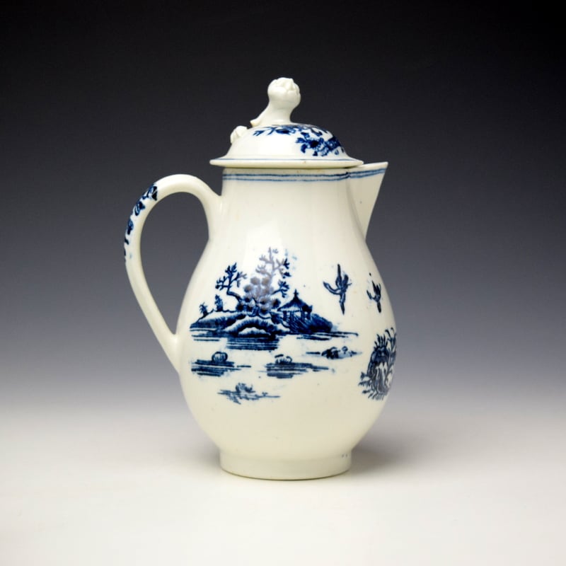 Lowestoft Fence Pattern Milk Jug and Cover c1770-75 (3)