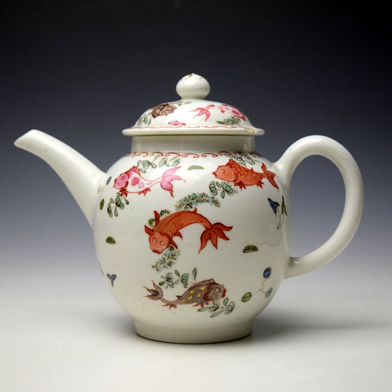 Unique Fish Pattern Teapot and Cover c1775-80