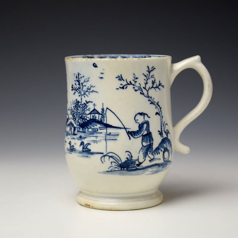 Lowestoft Fisherman and Landscape Pattern Bell Shaped Mug c1770-75 (2)
