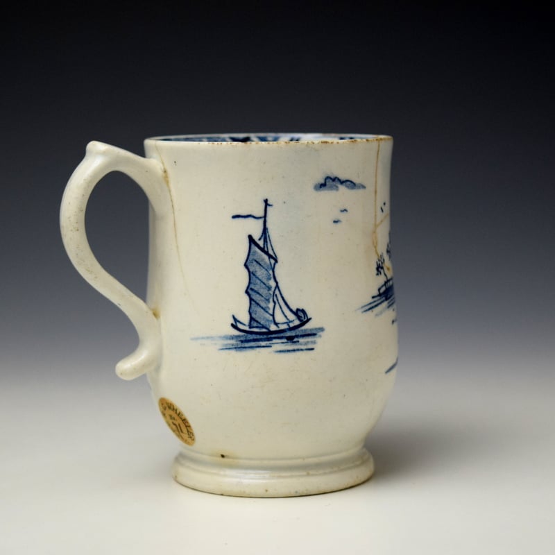 Lowestoft Fisherman and Landscape Pattern Bell Shaped Mug c1770-75 (5)