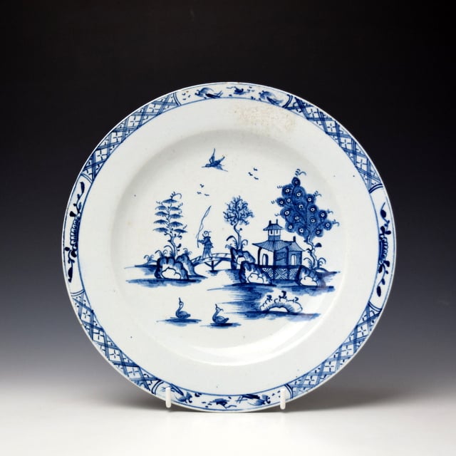 Fisherman and Two Ducks Pattern Plate c1770-75 Robert Woodthorpe-Browne Collection