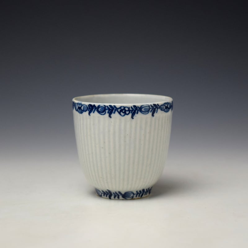 Lowestoft Floral Band Pattern Ribbed Coffee Cup c1762-65 (2)