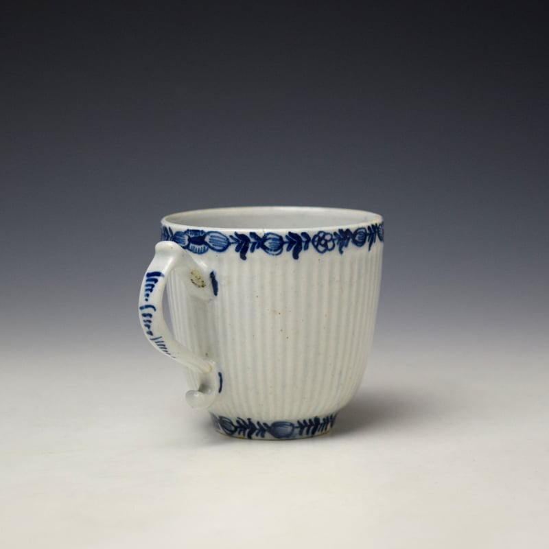 Lowestoft Floral Band Pattern Ribbed Coffee Cup c1762-65 (3)
