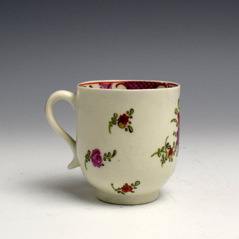 Lowestoft Floral Decorated Coffee Cup c1780 (3)