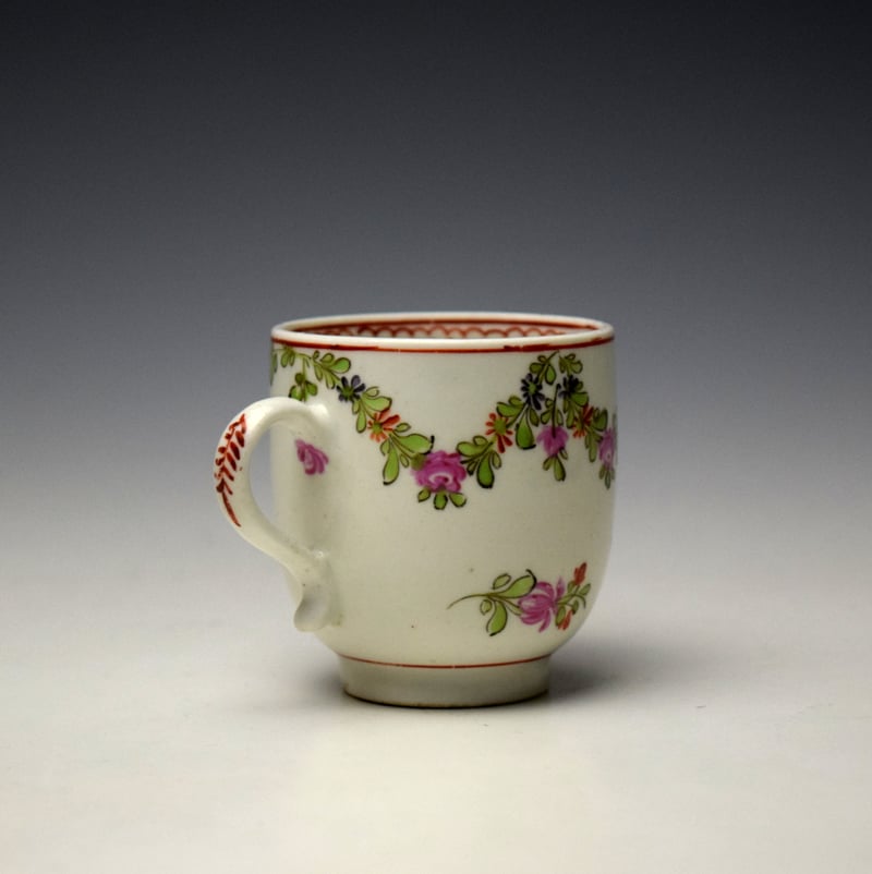 Lowestoft Floral Garland Pattern Coffee Cup c1780-85 (3)
