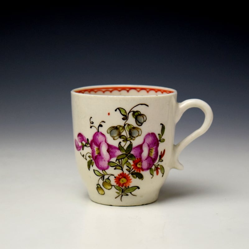 Rare Early Floral Pattern Coffee Cup c1768-70