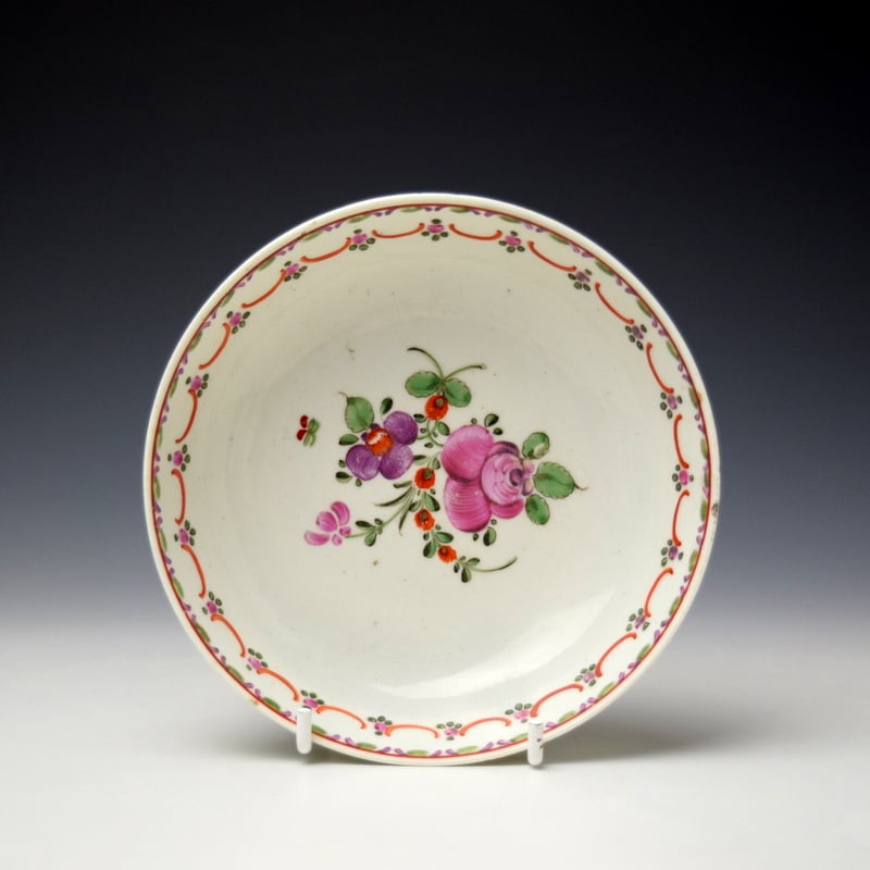 Lowestoft Floral Pattern Teabowl and Saucer c1780-90 (8)