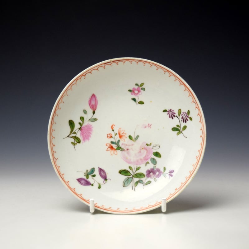Lowestoft Floral Pattern Teabowl and saucer c1770-75 (8)