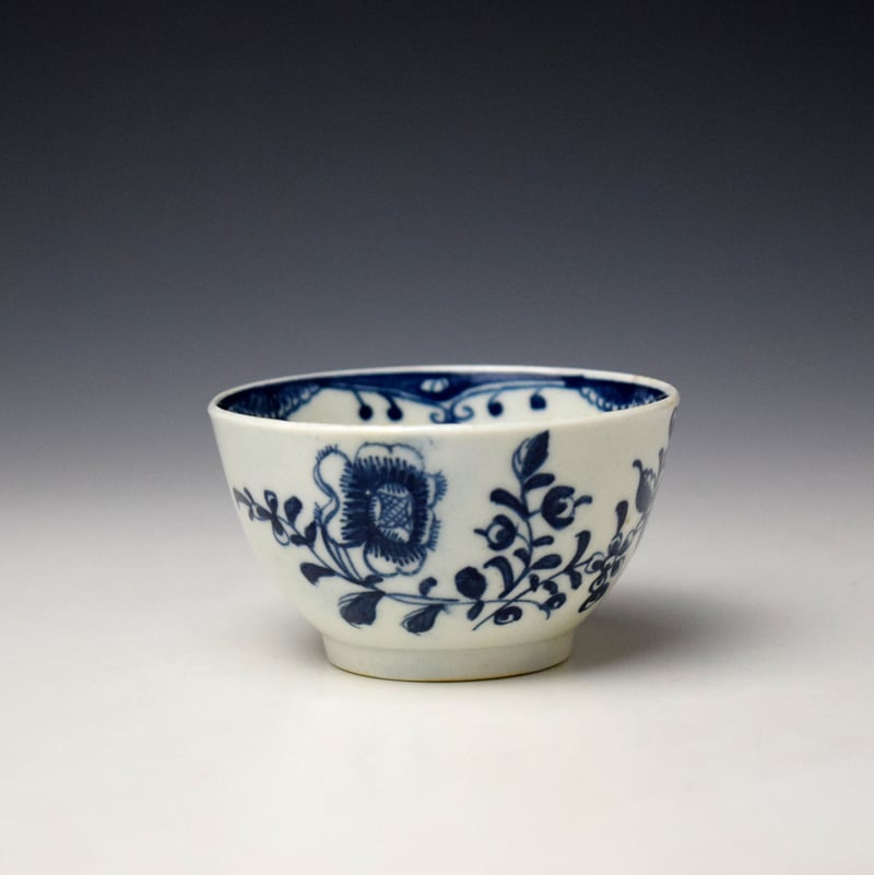 Lowestoft Floral Spray Pattern Teabowl and Saucer c1765-70 (2)