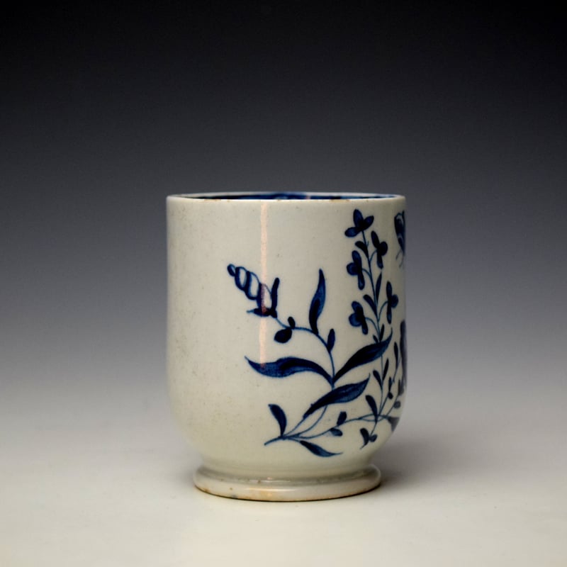 Lowestoft Flower and Moth Pattern Small Bell Shape Mug c1765-70 (3)