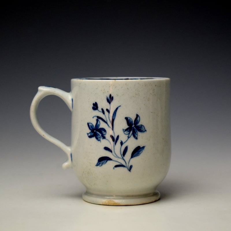 Lowestoft Flower and Moth Pattern Small Bell Shape Mug c1765-70 (4)