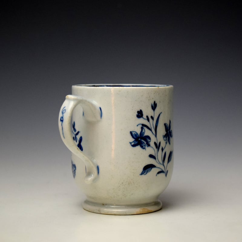 Lowestoft Flower and Moth Pattern Small Bell Shape Mug c1765-70 (5)