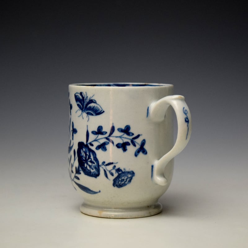 Lowestoft Flower and Moth Pattern Small Bell Shape Mug c1765-70 (6)
