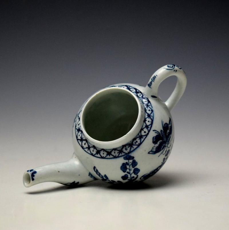 Lowestoft Flower and Moth Pattern Toy Teapot and Cover c1765-68 (8)