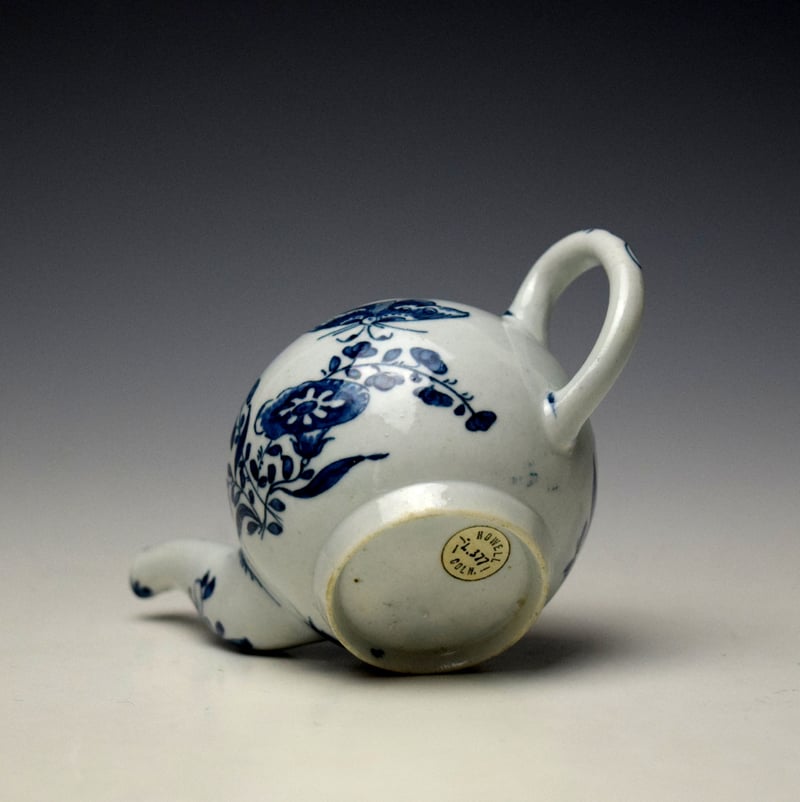 Lowestoft Flower and Moth Pattern Toy Teapot and Cover c1765-68 (9)